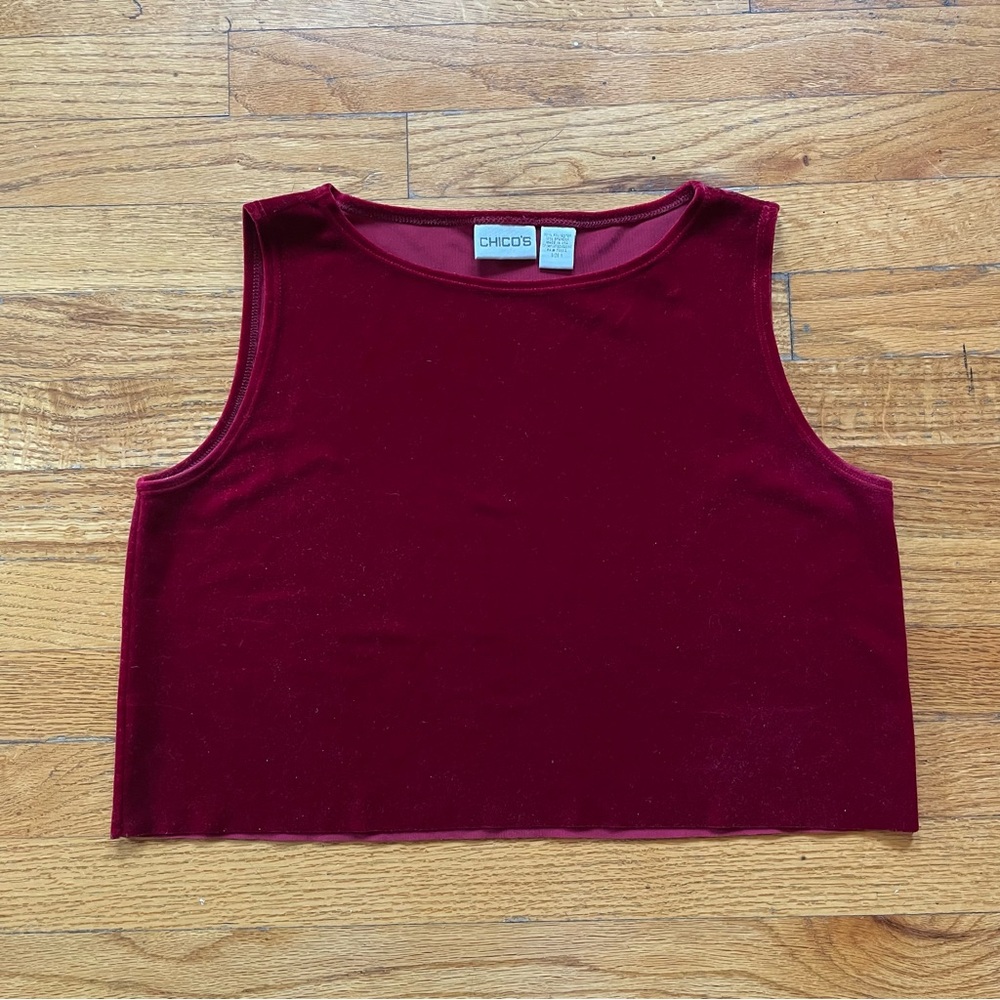 Chico’s Deep Red Velvety Crop Tank Top